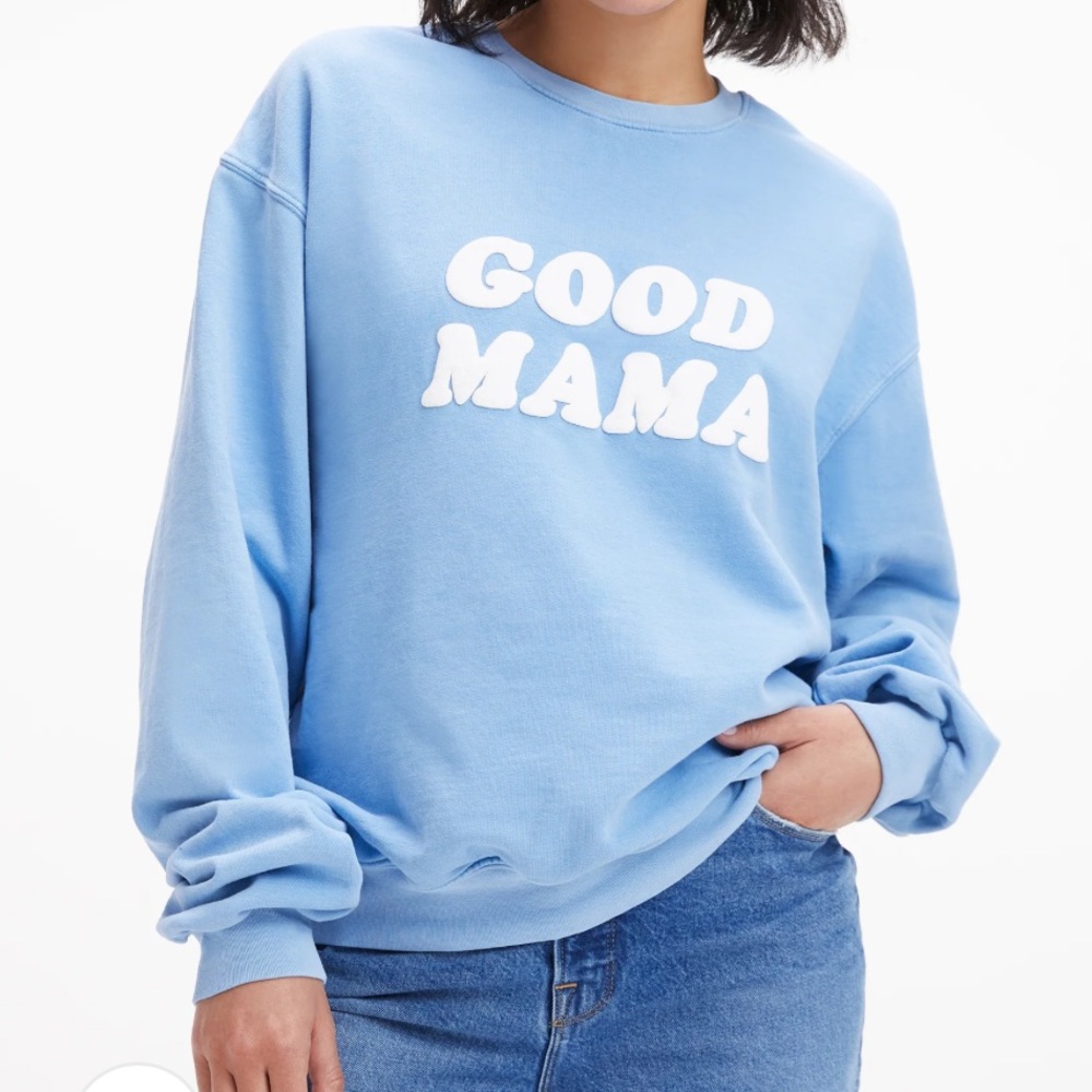 GOOD AMERICAN Good Mama Sweatshirt Airy Blue Size 1/S NWT